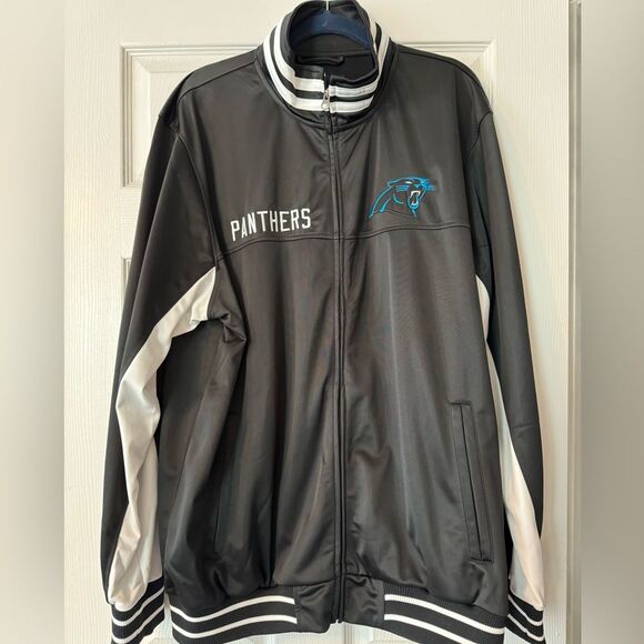 NFL Carolina Panthers Track Style Jacket Black white stripes - Picture 3 of 6